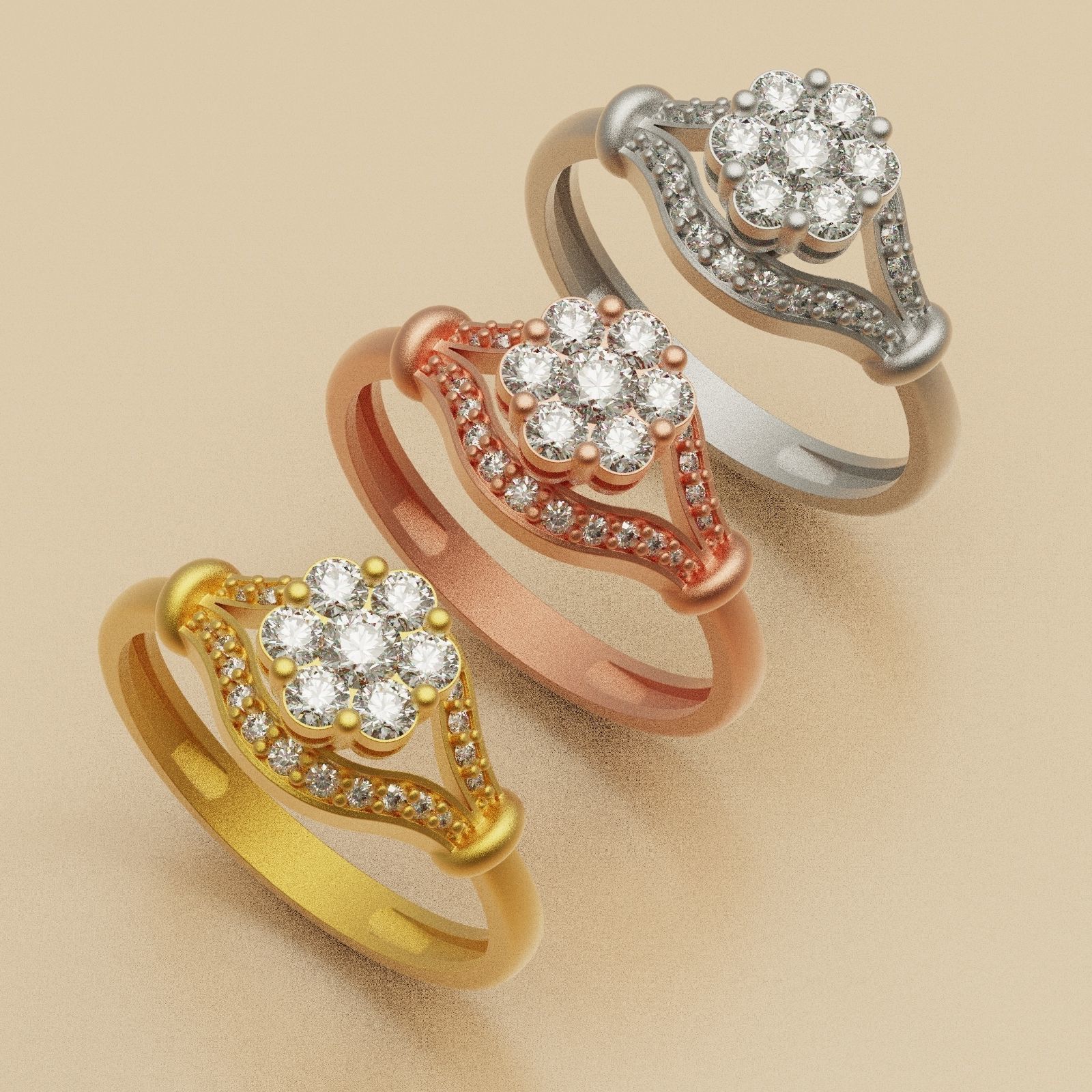 Diamond ring Knot 3D print model_2