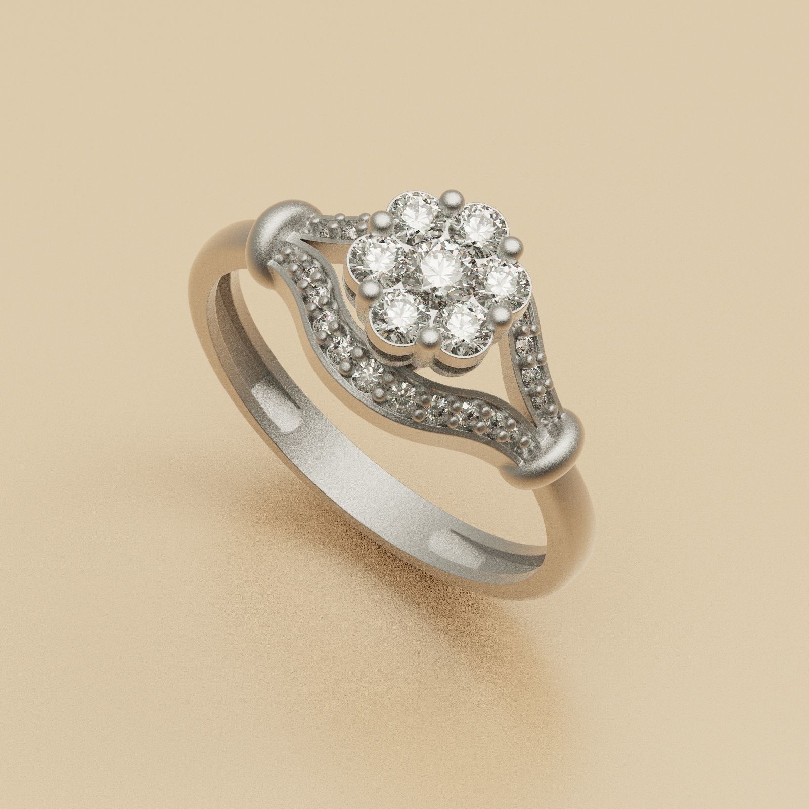 Diamond ring Knot 3D print model_4