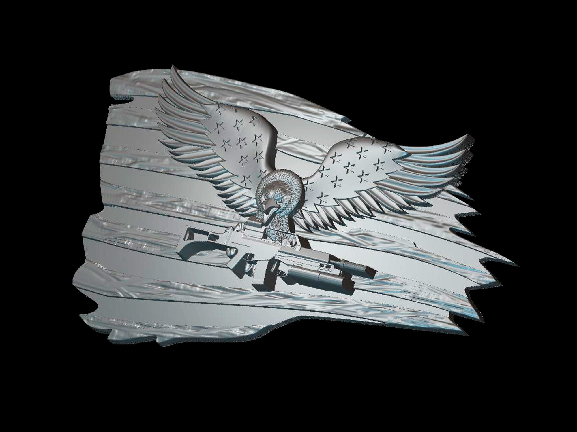 Eagle with a weapon on the flag 3d model for cnc and 3d printers 3D model_2