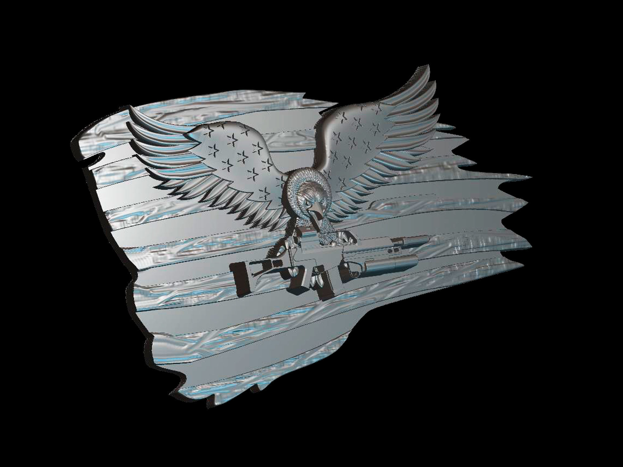 Eagle with a weapon on the flag 3d model for cnc and 3d printers 3D model_1
