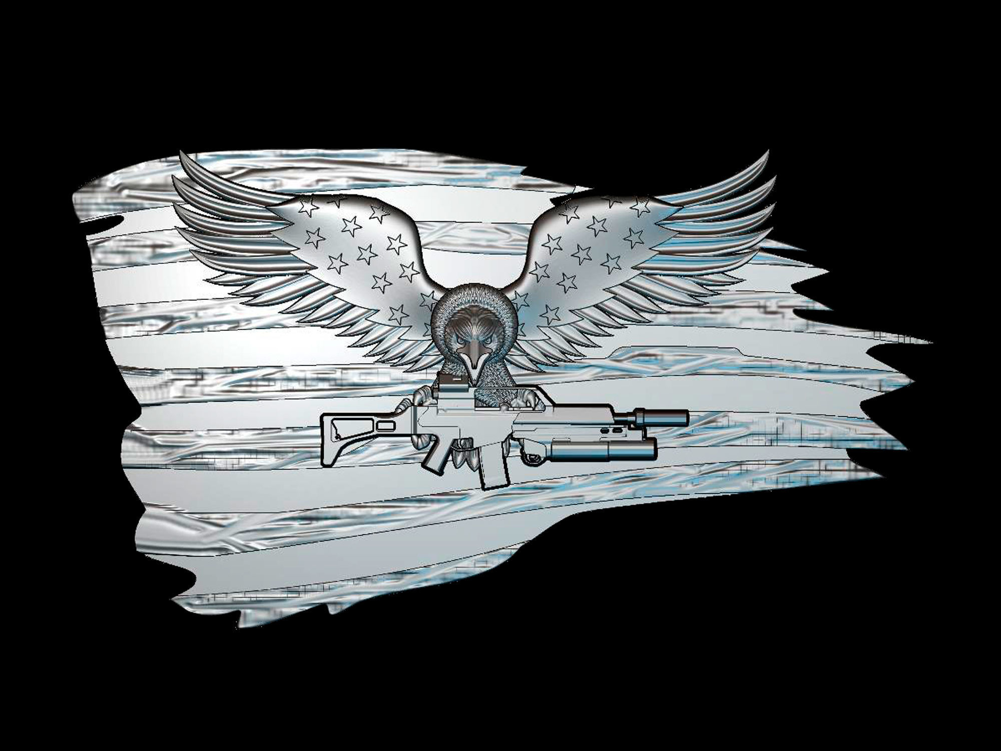 Eagle with a weapon on the flag 3d model for cnc and 3d printers 3D model_0
