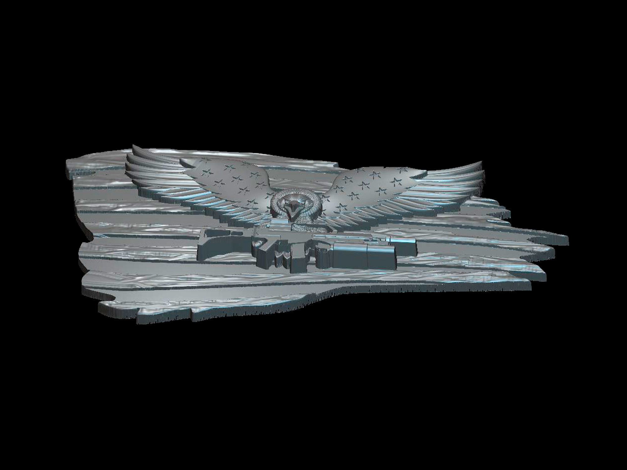 Eagle with a weapon on the flag 3d model for cnc and 3d printers 3D model_3