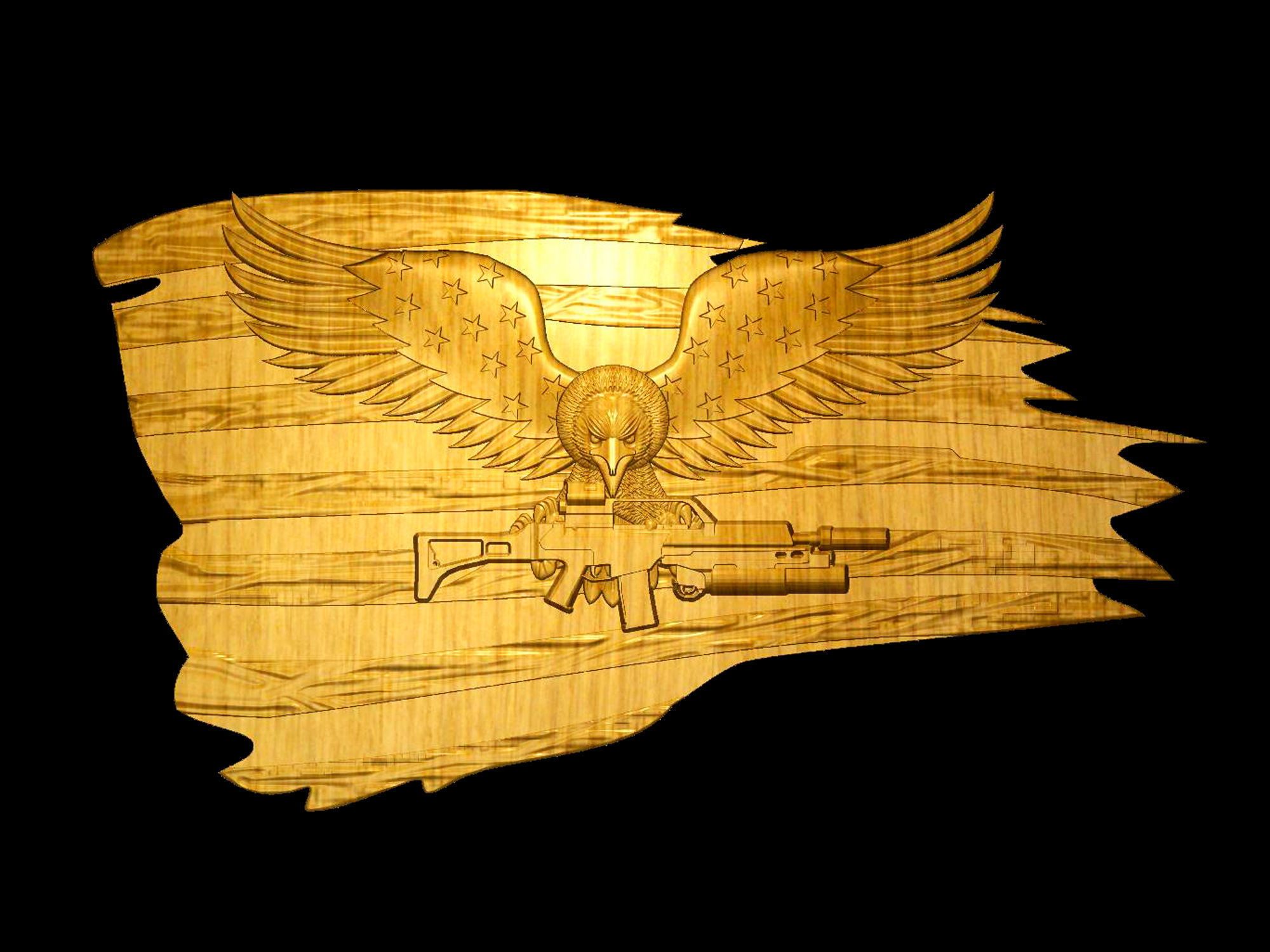 Eagle with a weapon on the flag 3d model for cnc and 3d printers 3D model_7
