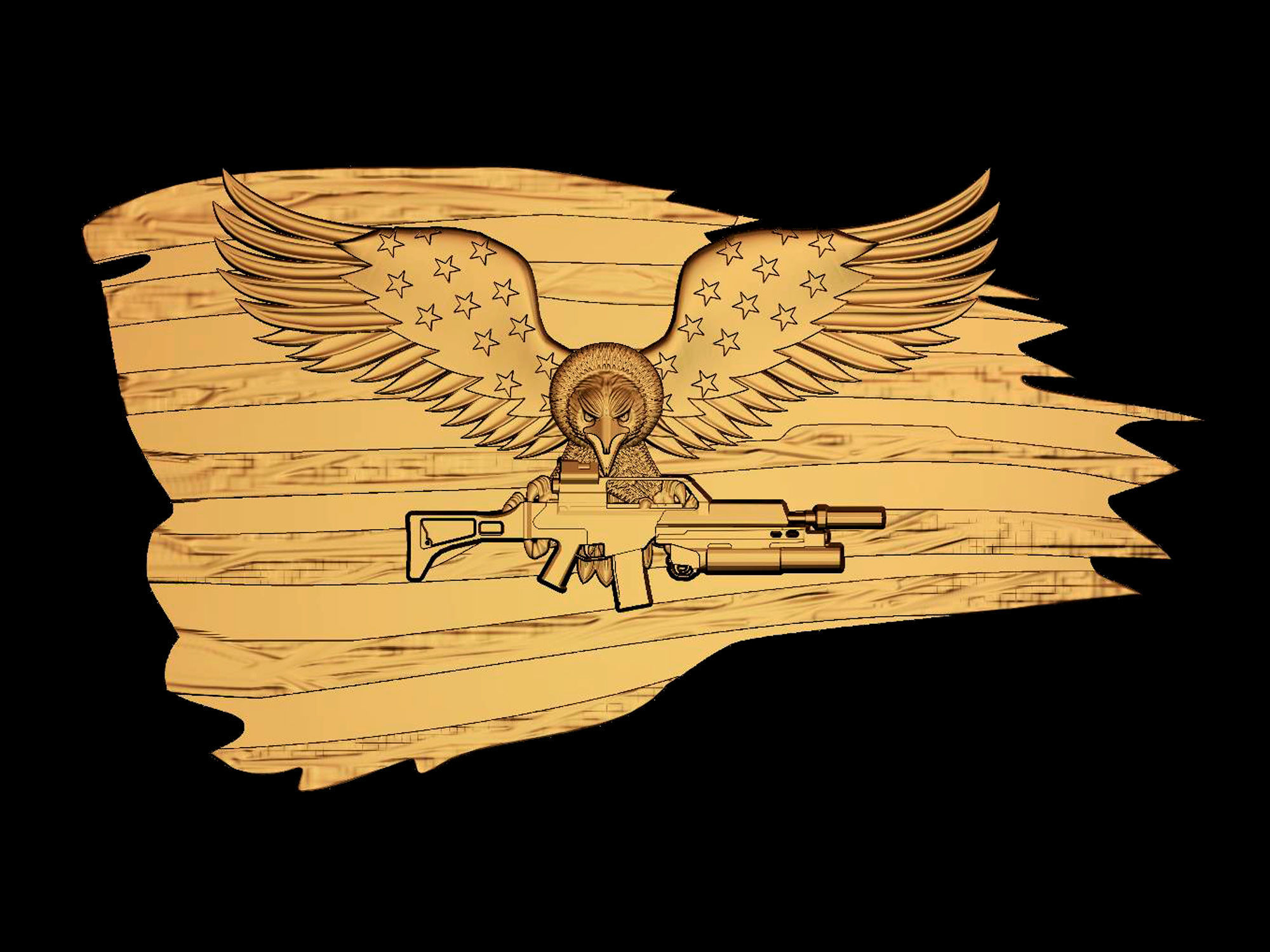 Eagle with a weapon on the flag 3d model for cnc and 3d printers 3D model_6