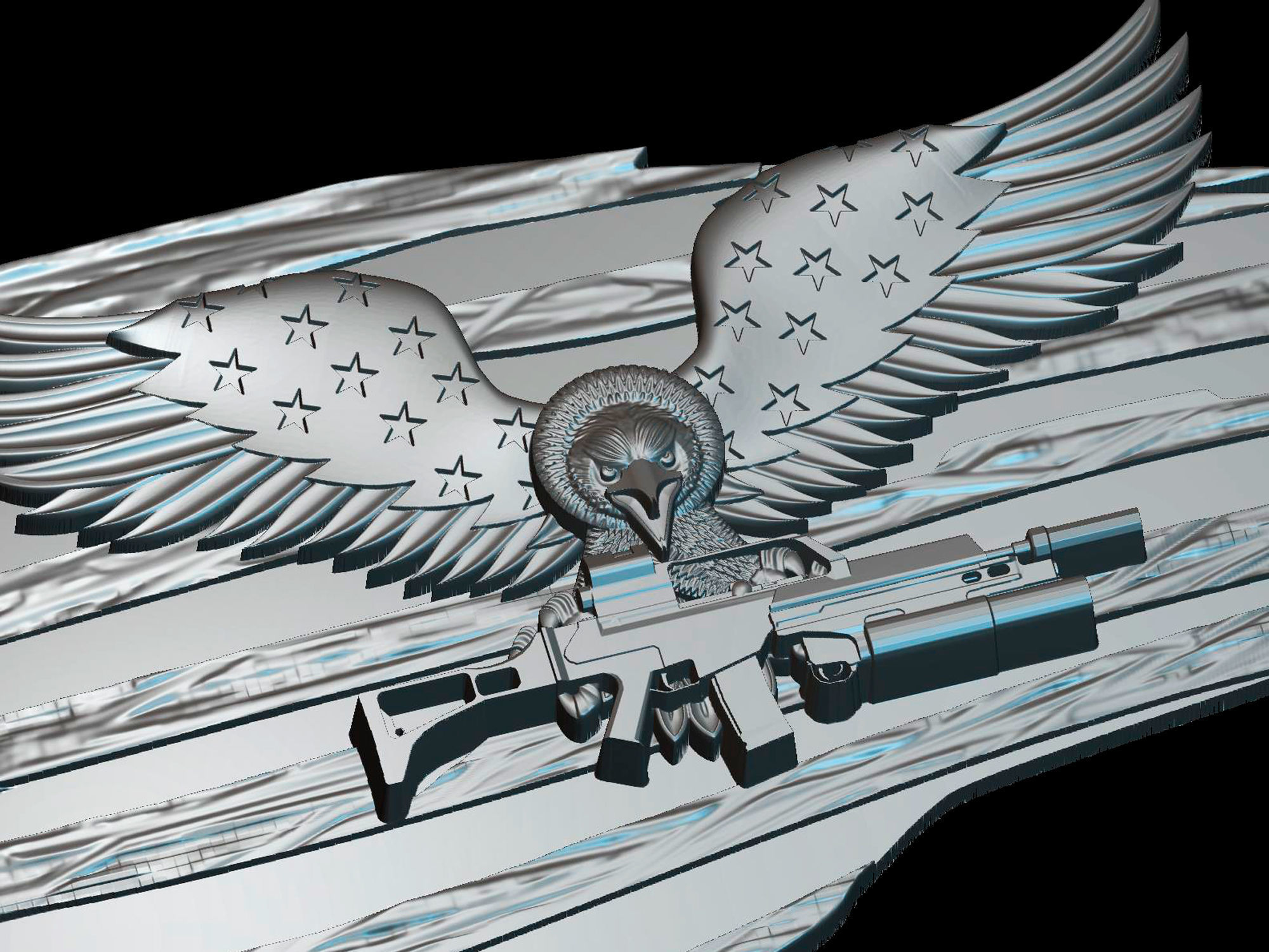 Eagle with a weapon on the flag 3d model for cnc and 3d printers 3D model_5