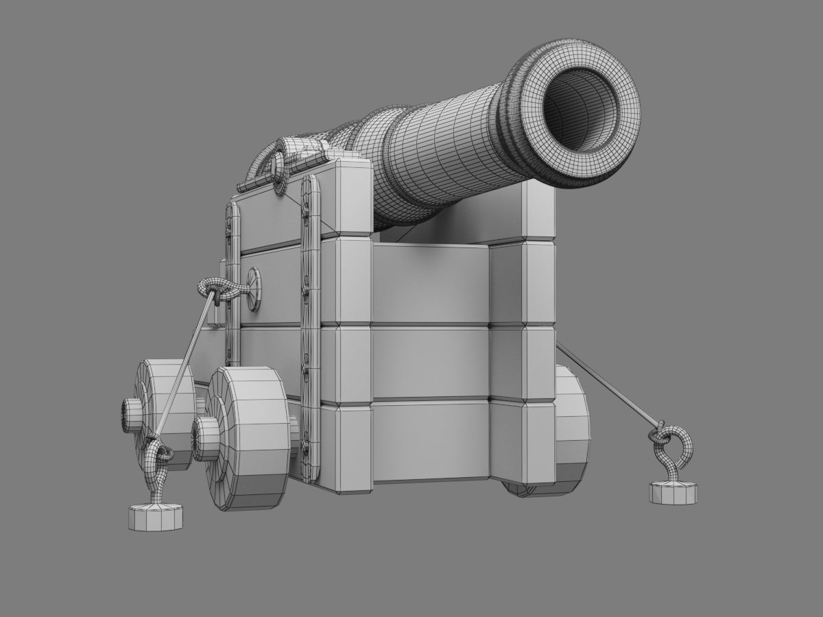 old ship cannon Low-poly 3D model_1
