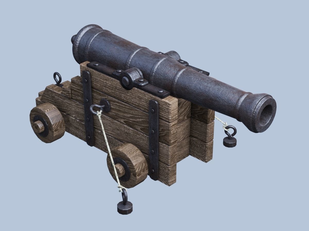 old ship cannon Low-poly 3D model_2