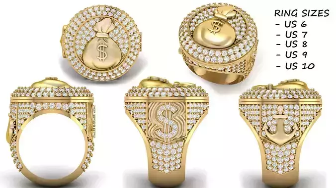 Money Bag Hip Hop Ring  3D print model
