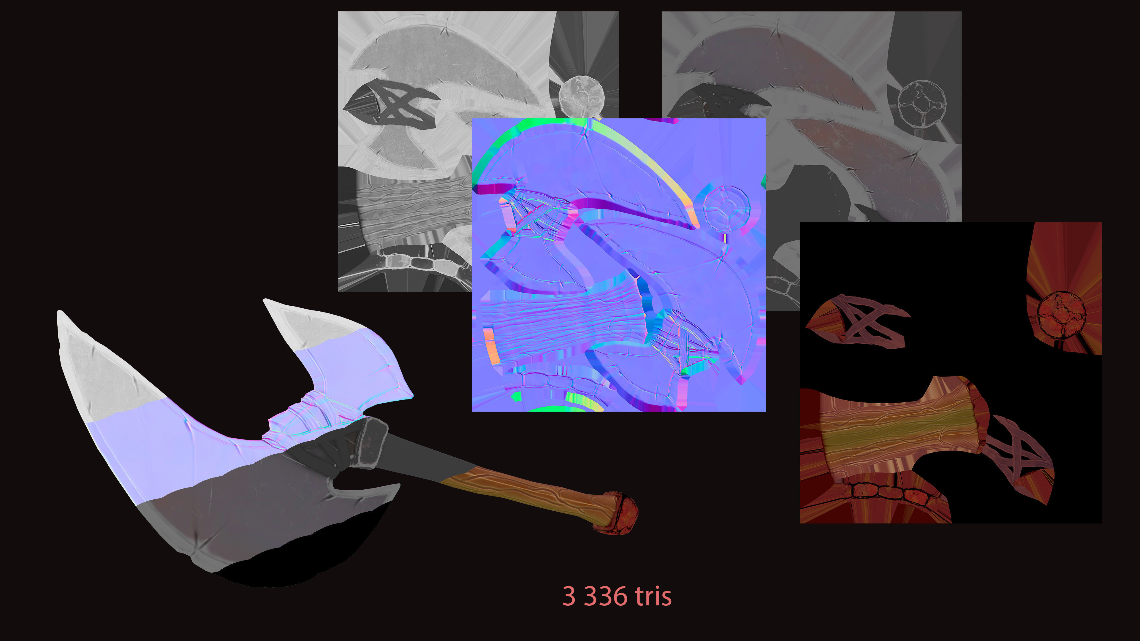 Stylized Big Axe Low-poly 3D model_10