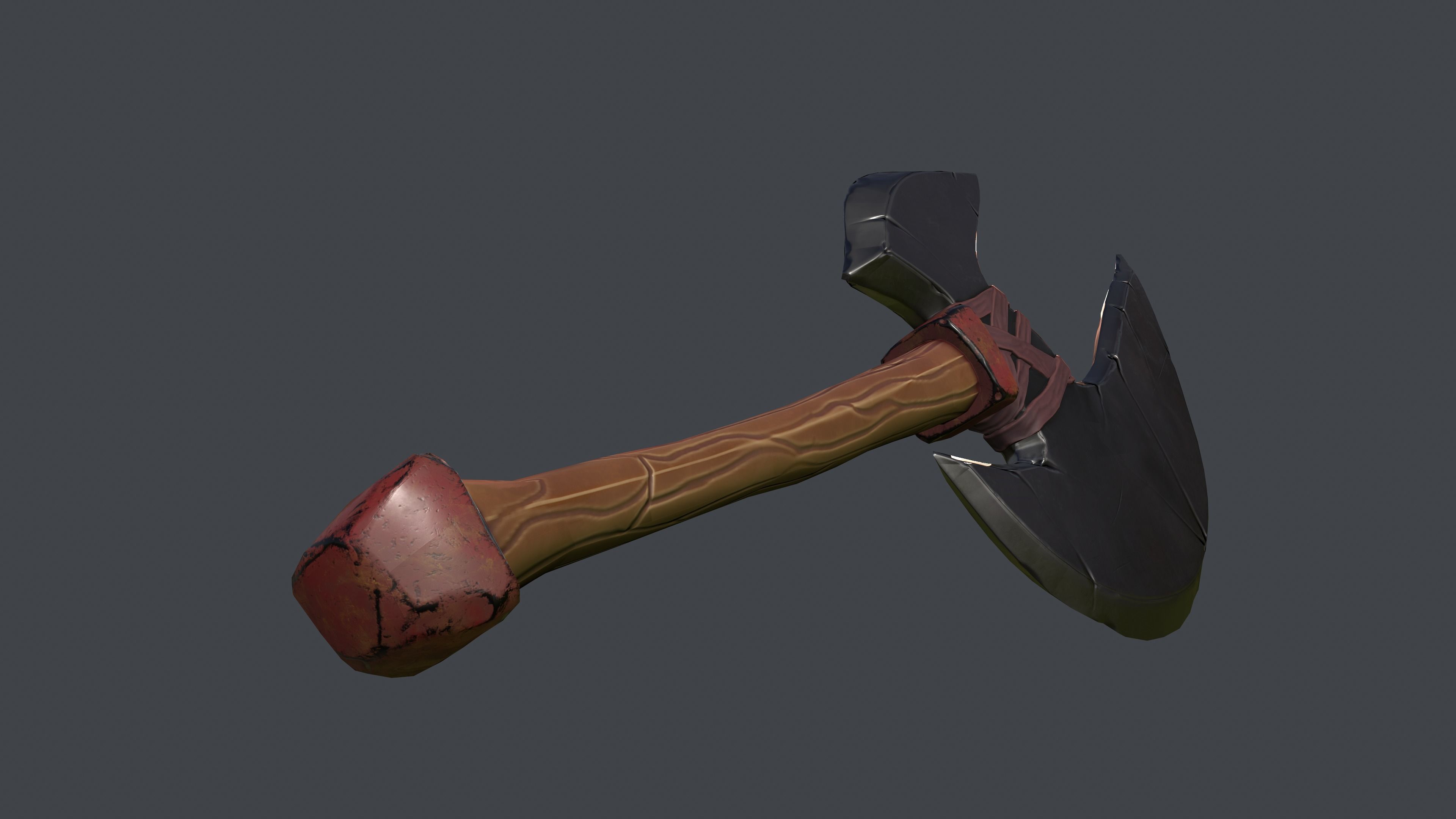 Stylized Big Axe Low-poly 3D model_4