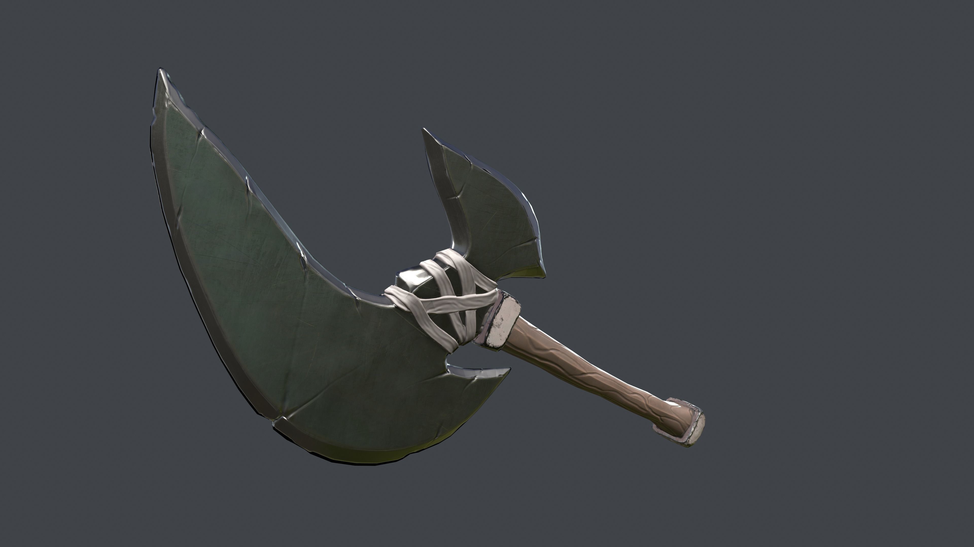 Stylized Big Axe Low-poly 3D model_2