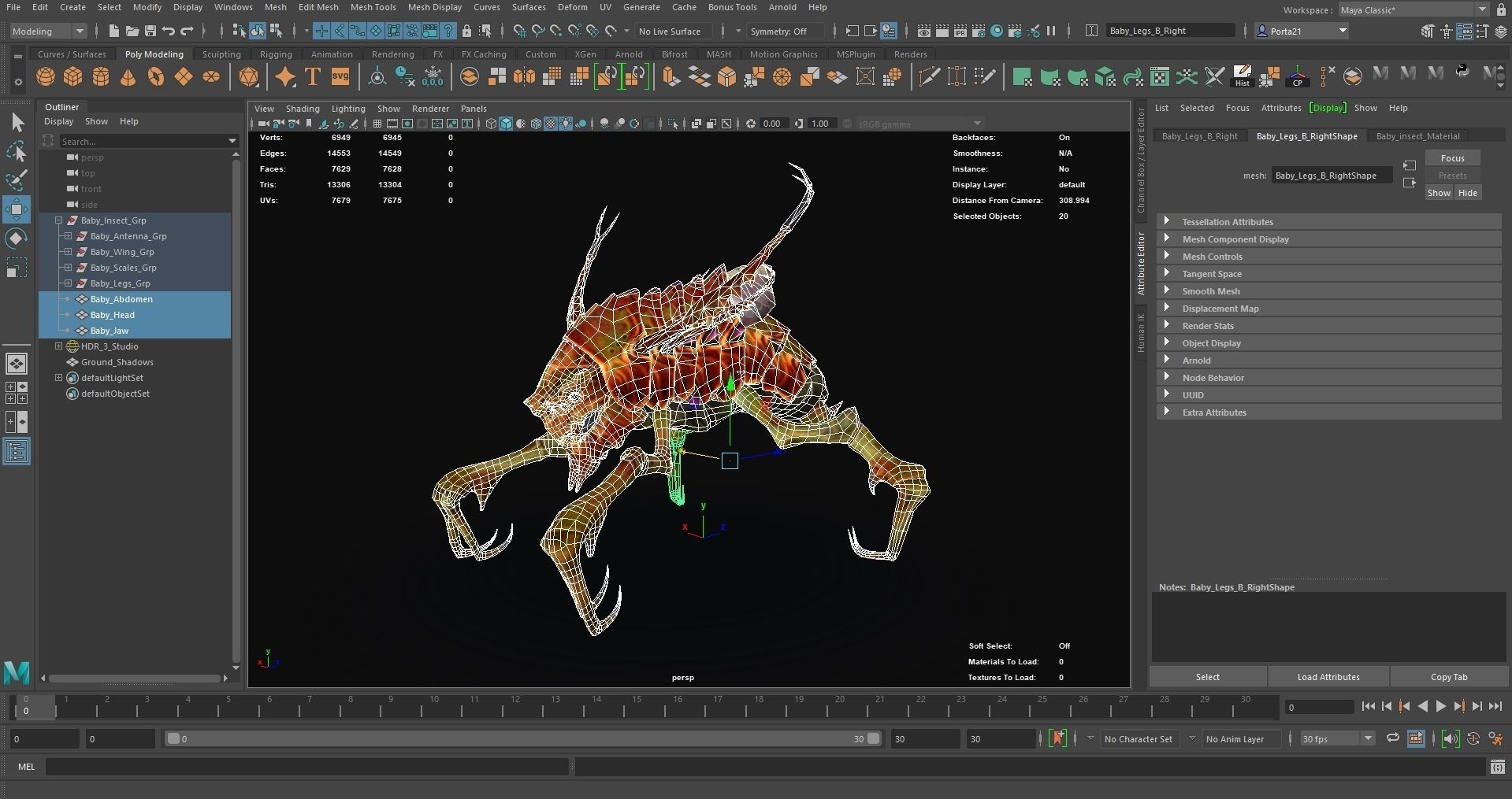 Baby Insect Low Low-poly 3D model_2