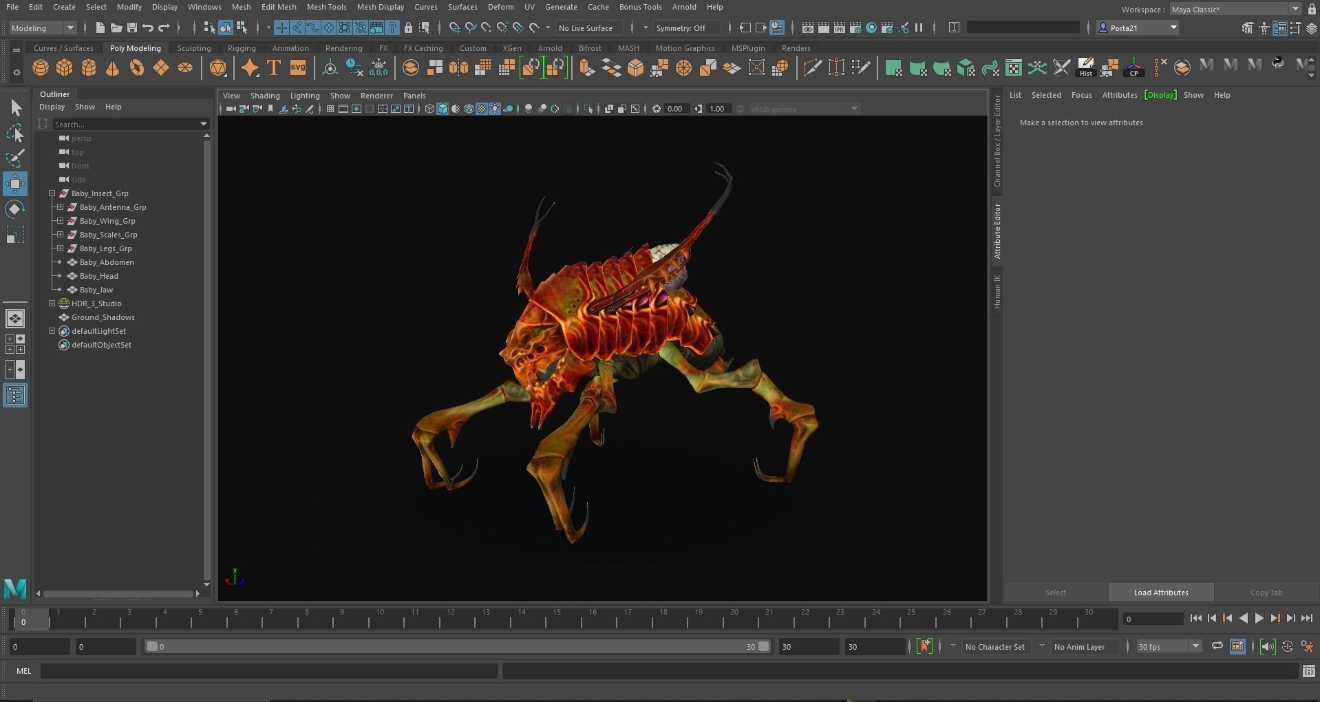 Baby Insect Low Low-poly 3D model_1