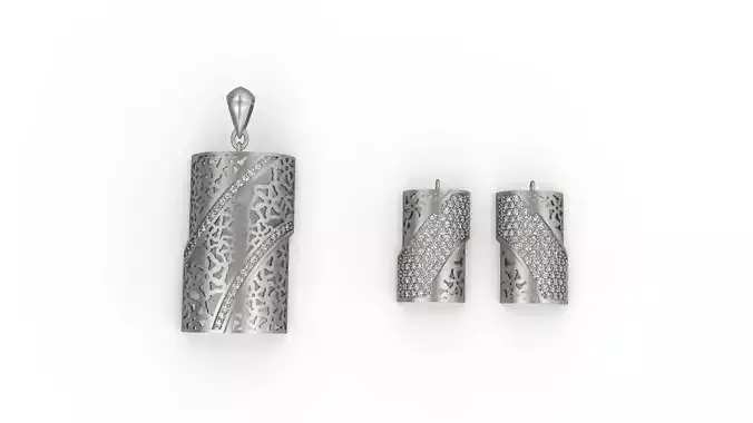 Ultra Vision Stunning Rectangle Pendant and Earring Set 