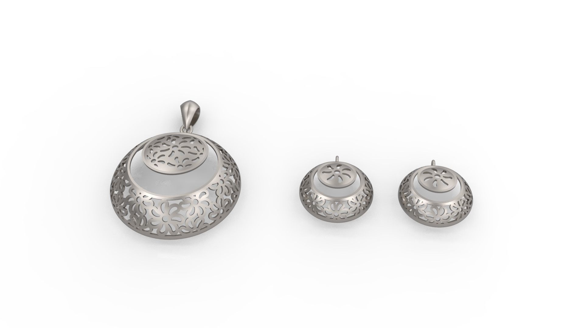 Ultra Vision Circular Earring and Pendant Set 3D print model_7