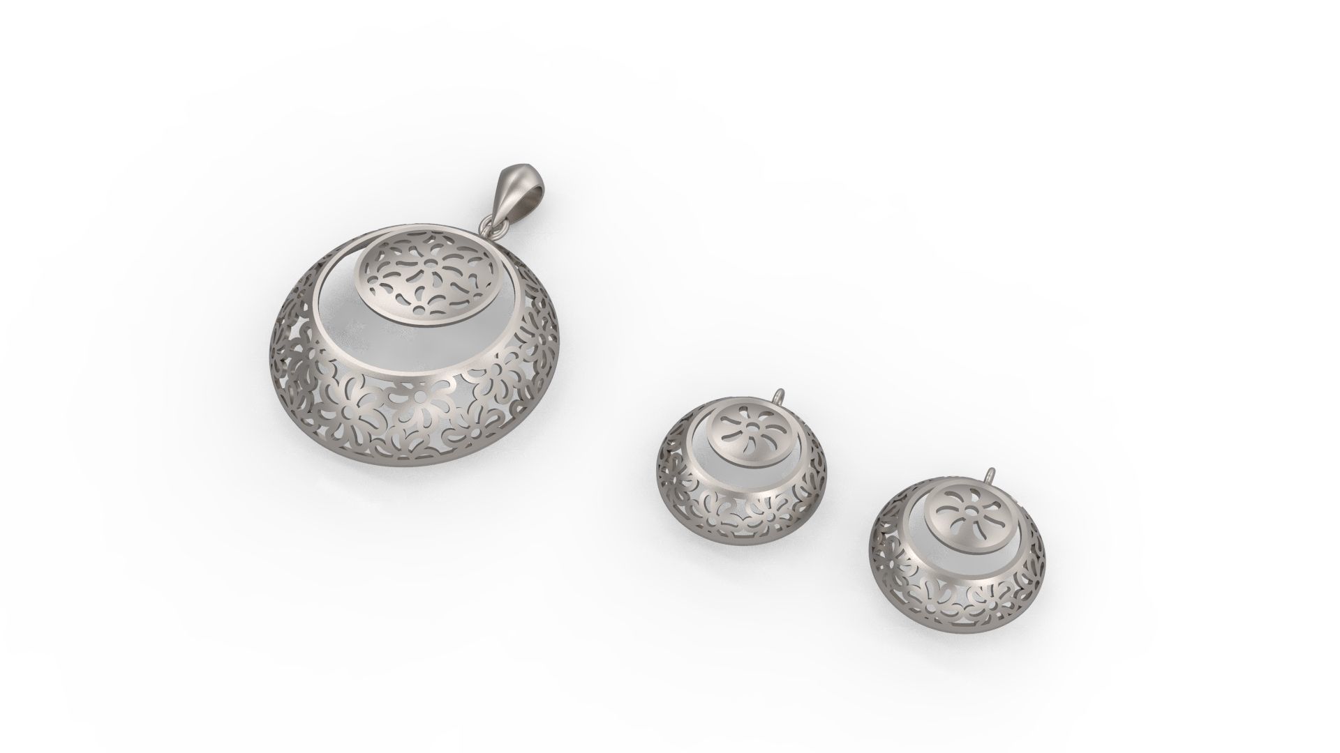 Ultra Vision Circular Earring and Pendant Set 3D print model_3
