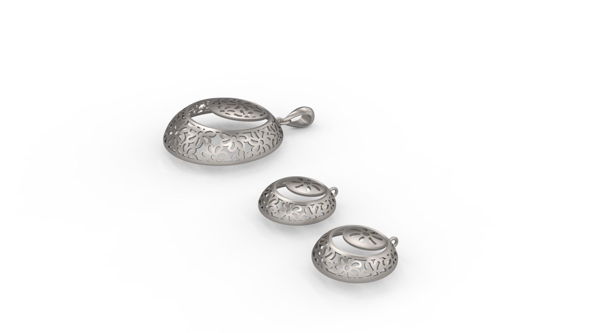 Ultra Vision Circular Earring and Pendant Set 3D print model_4