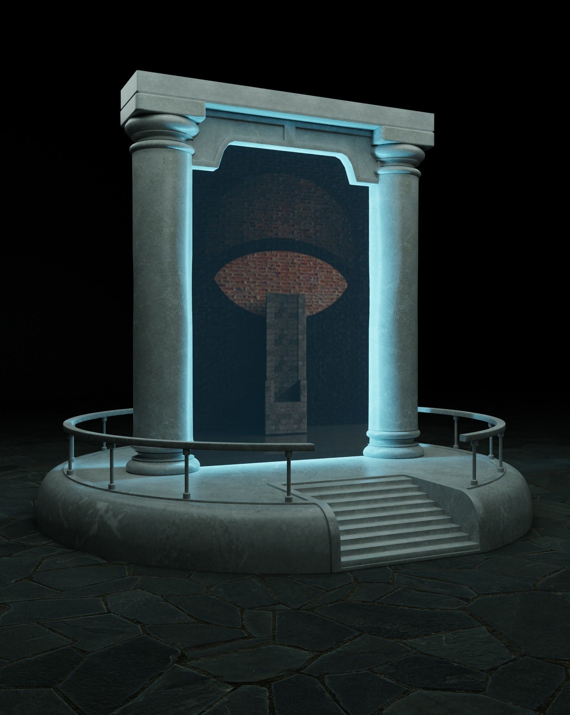 the portal statue with mushroom in middle of it 3D model_2