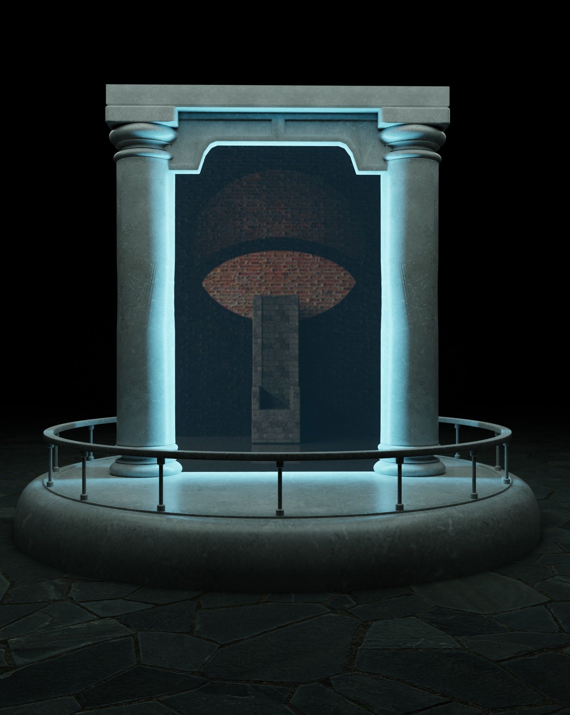 the portal statue with mushroom in middle of it 3D model_4
