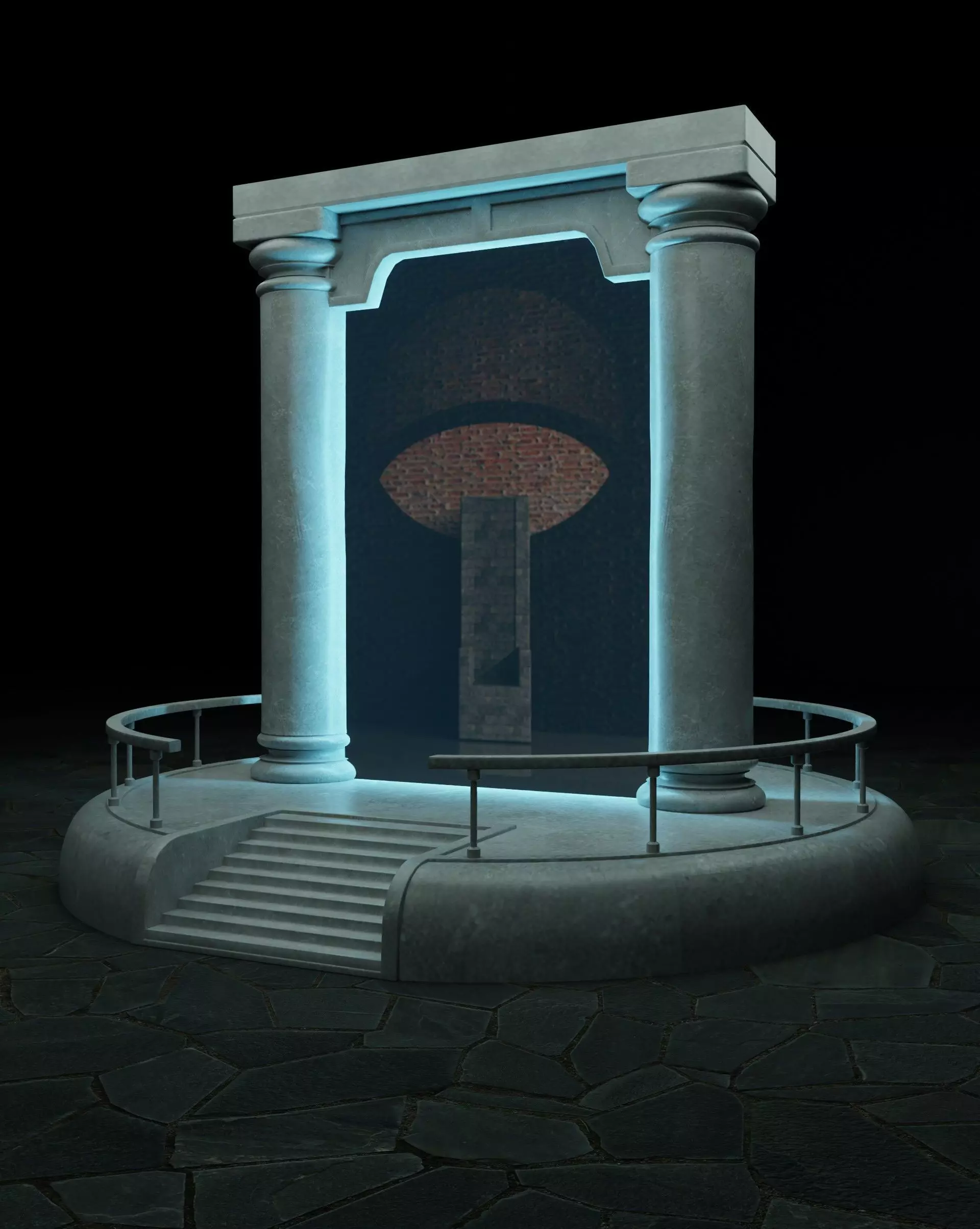 the portal statue with mushroom in middle of it 3D model_0