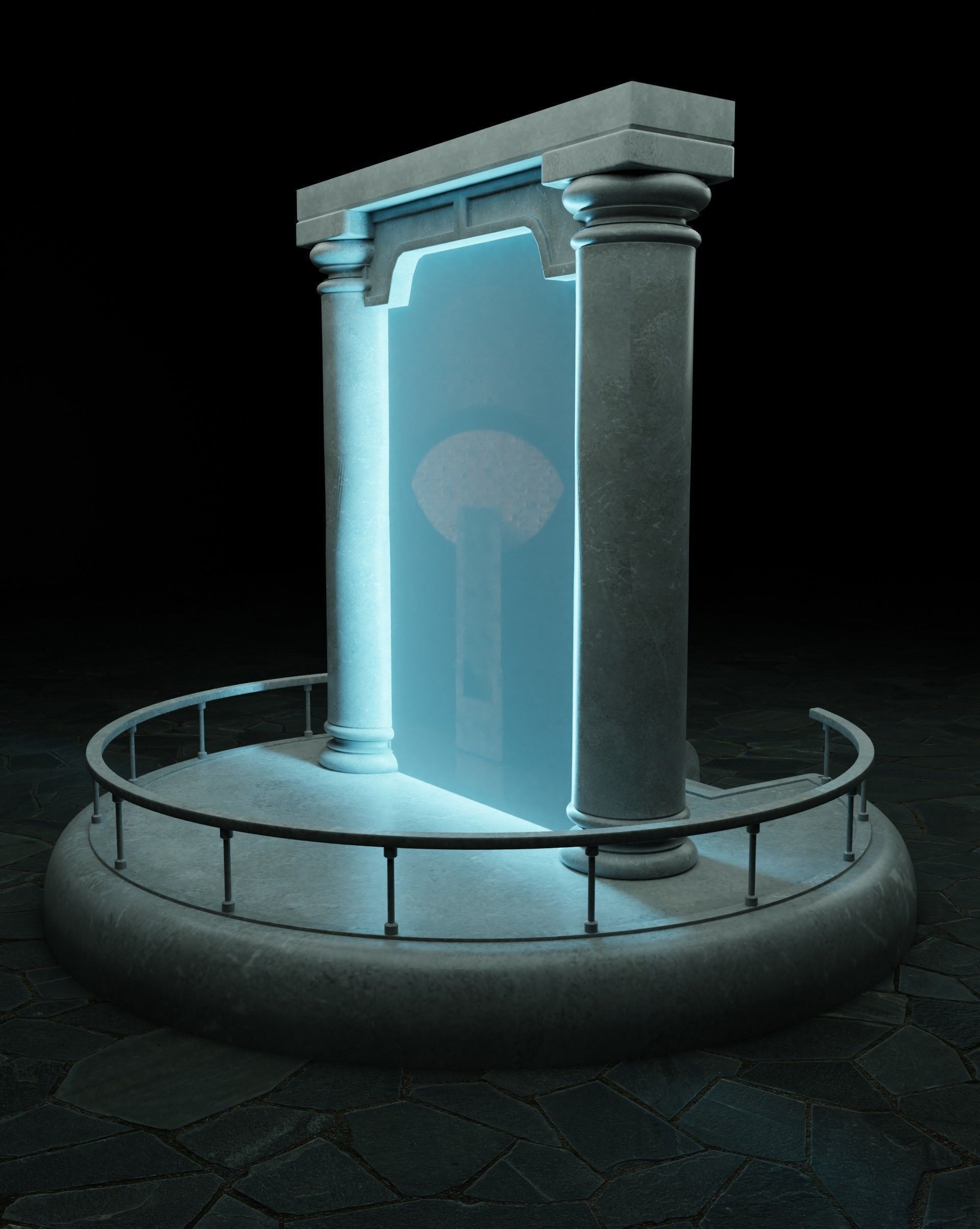 the portal statue with mushroom in middle of it 3D model_3