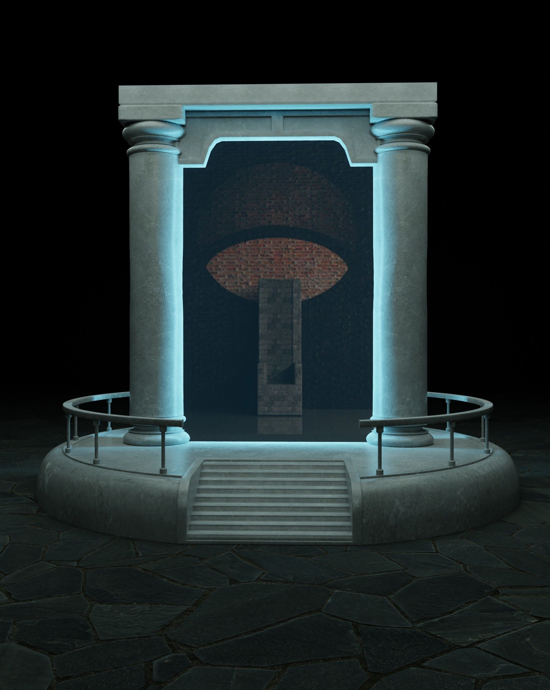 the portal statue with mushroom in middle of it 3D model_1