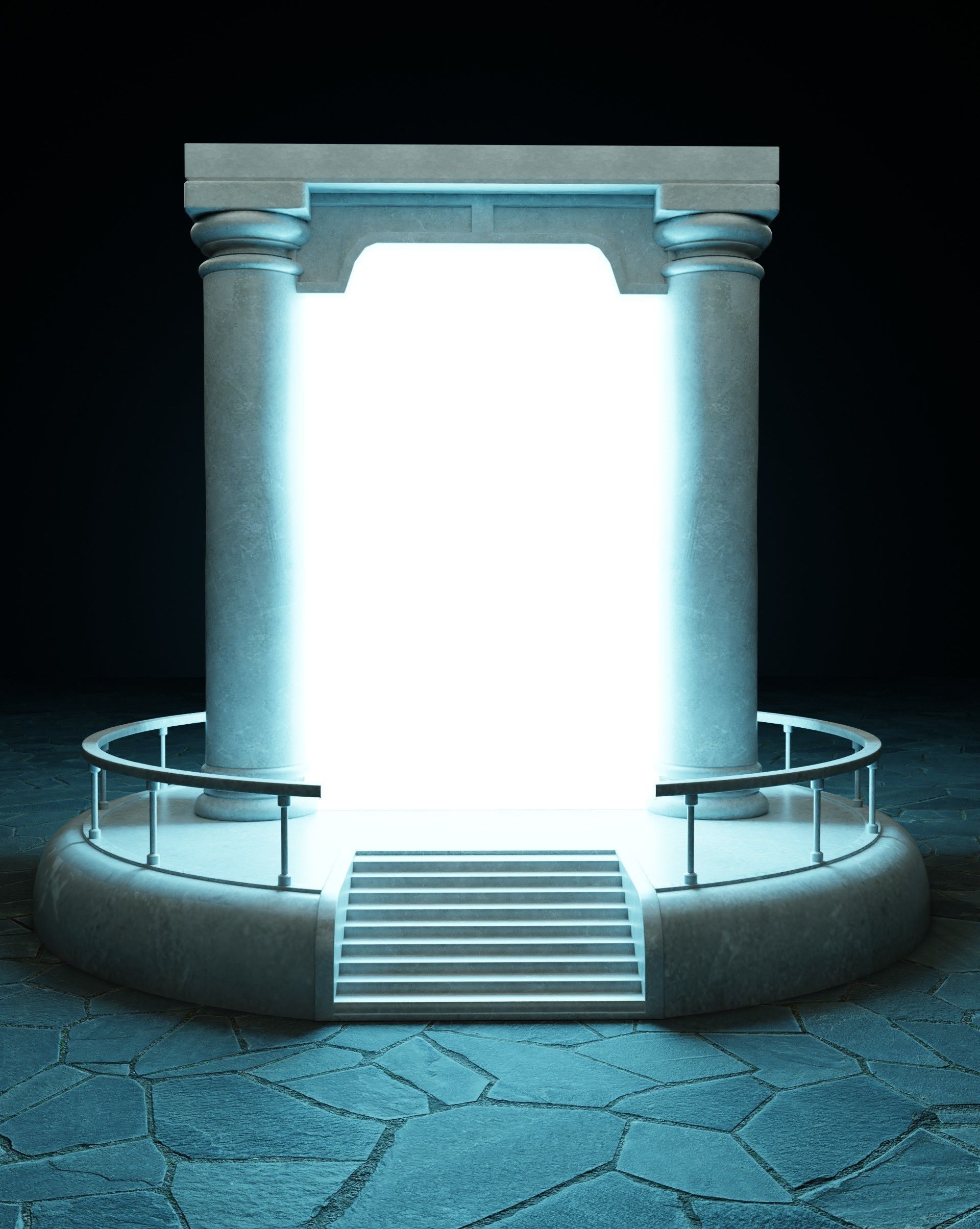 the portal statue with mushroom in middle of it 3D model_5