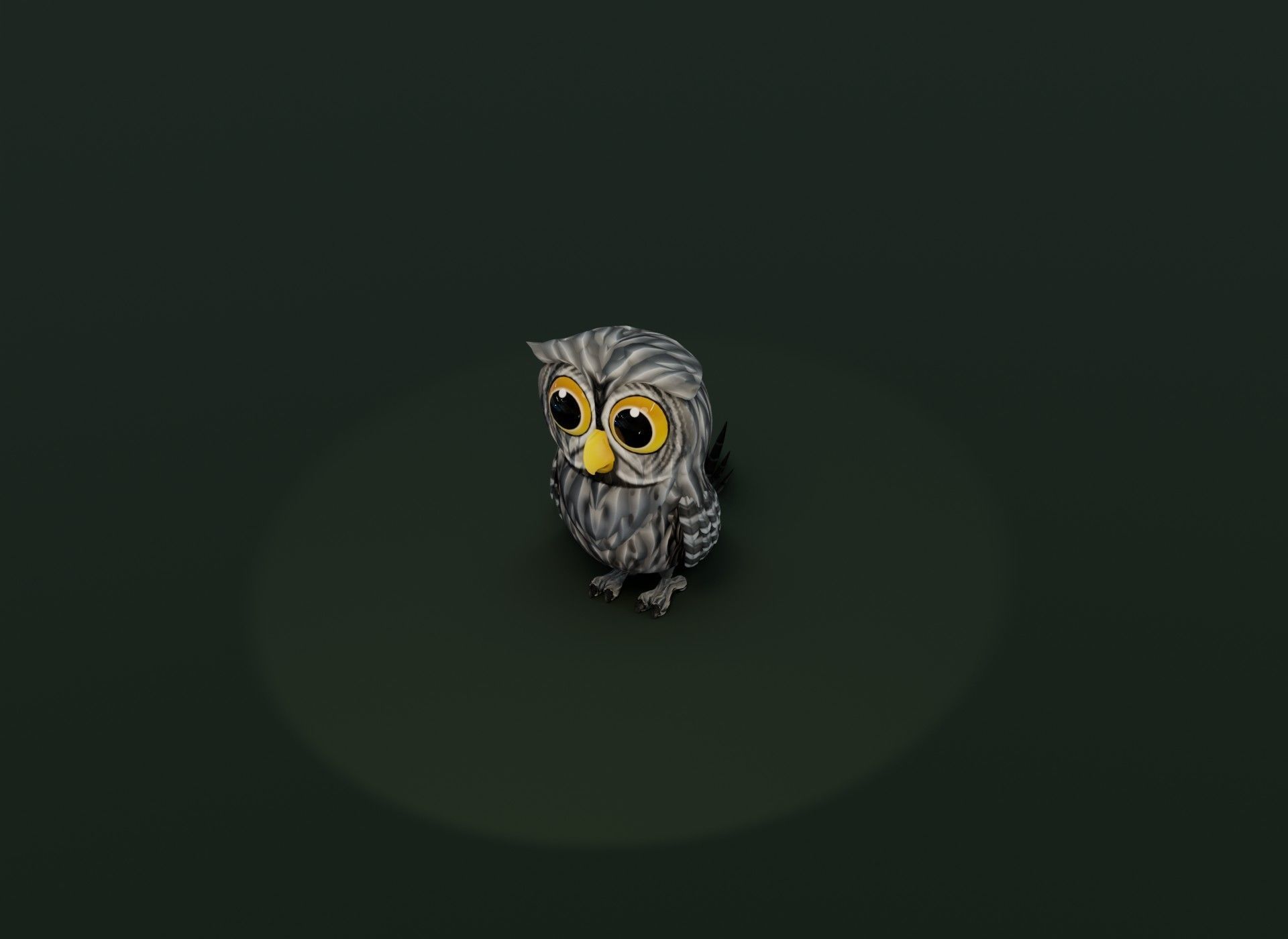 Cartoon Grey Owl Rigged 3D Model Low-poly 3D model_10