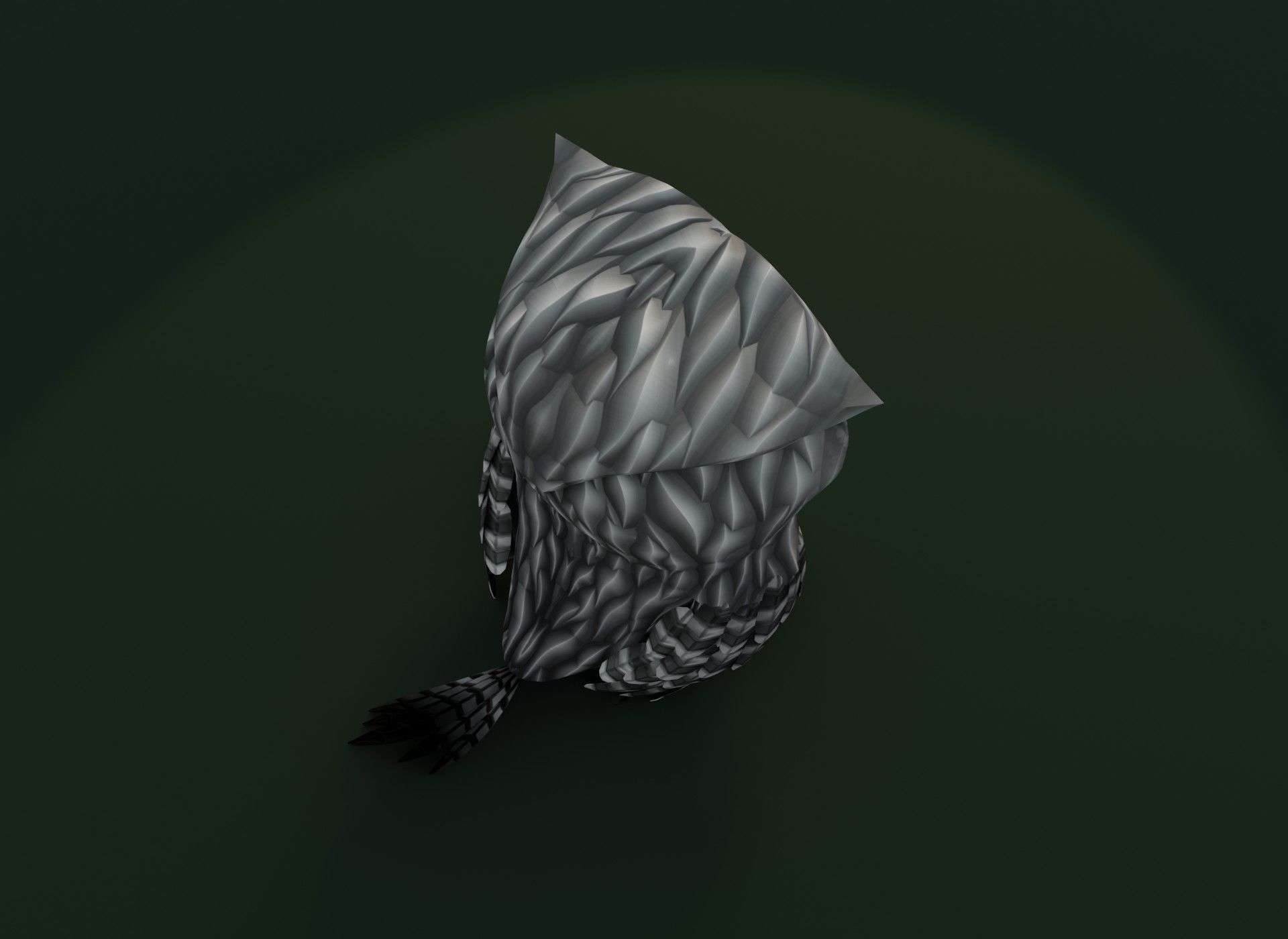 Cartoon Grey Owl Rigged 3D Model Low-poly 3D model_16