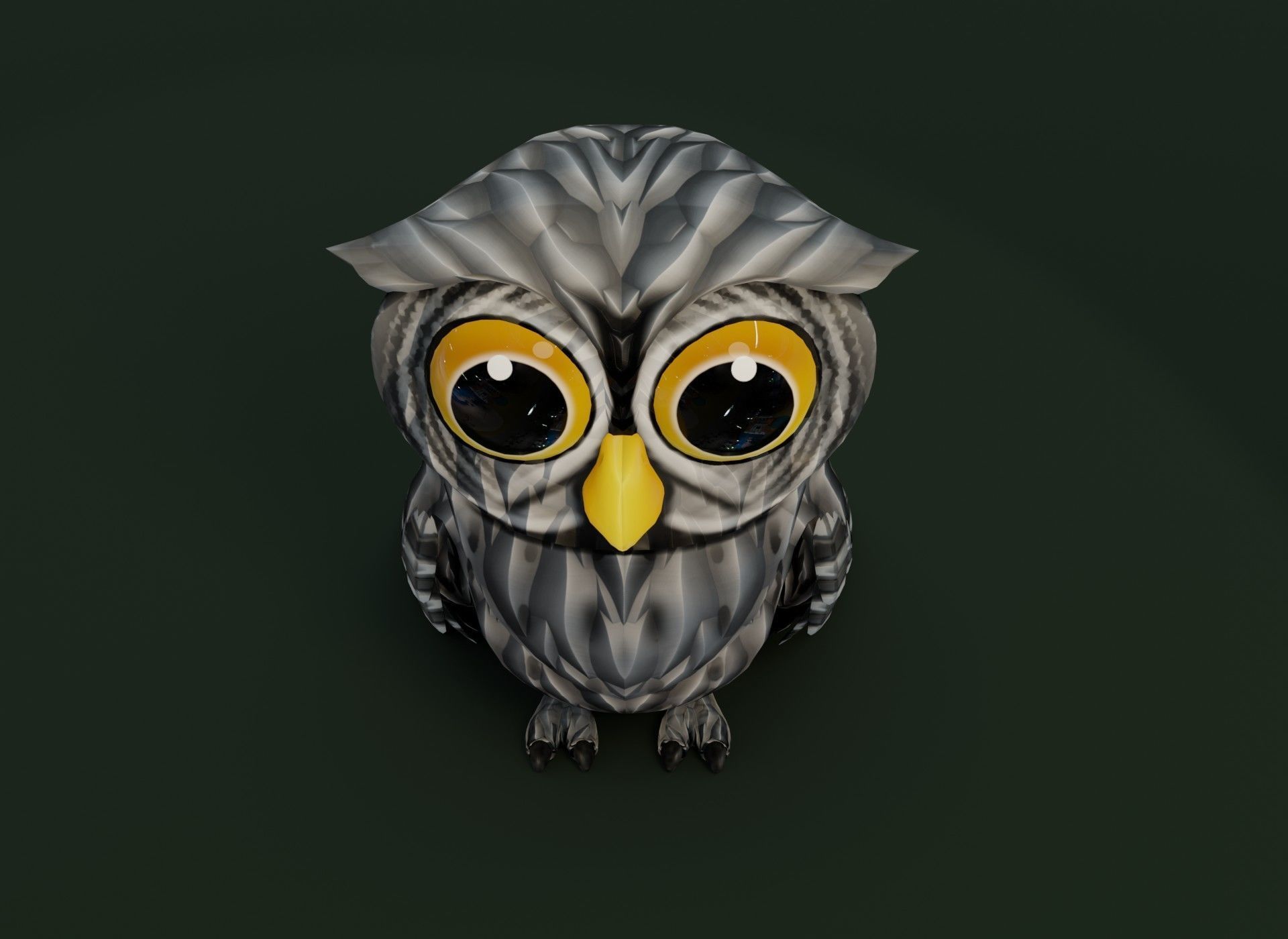 Cartoon Grey Owl Rigged 3D Model Low-poly 3D model_12
