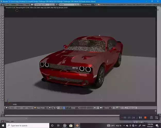 Dodge Challenger srt hillcat 2015 obj 3ds blender and fbx