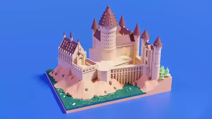 Castle Blender Lowpoly Isometric