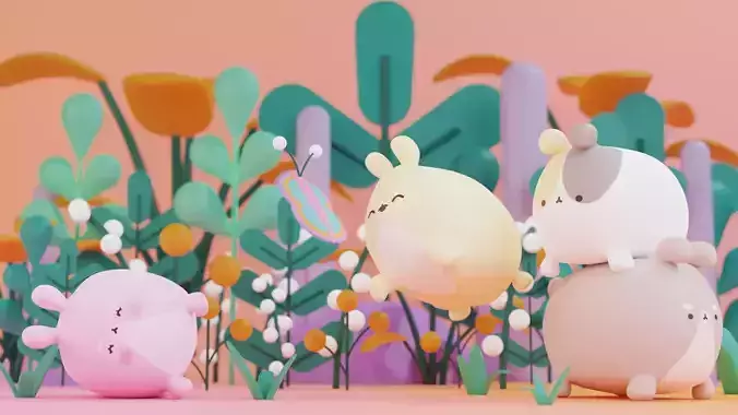 Cute Hamster Character Blender Lowpoly Isometric