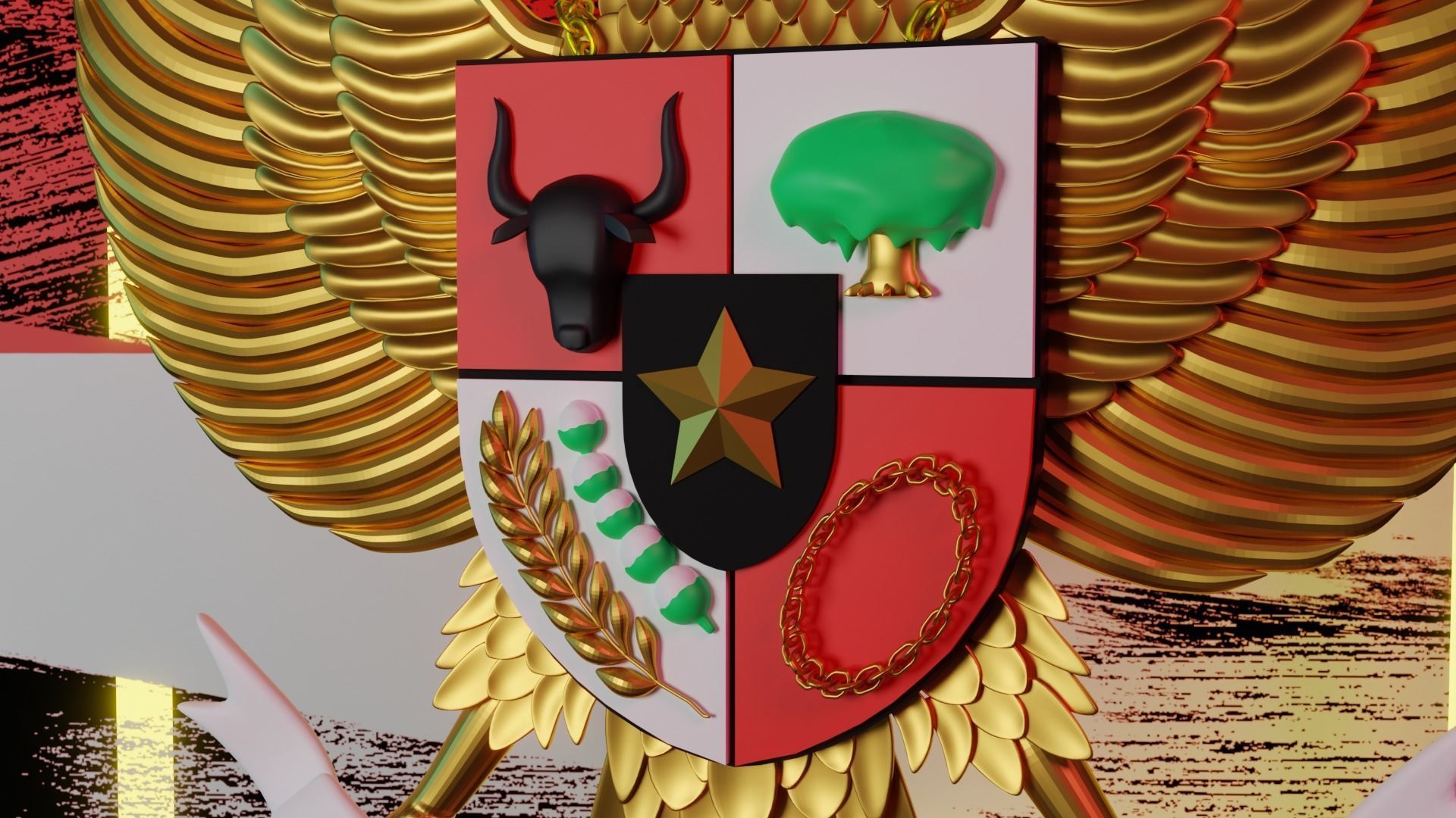 Garuda Pancasila Blender Lowpoly Isometric Low-poly 3D model_2