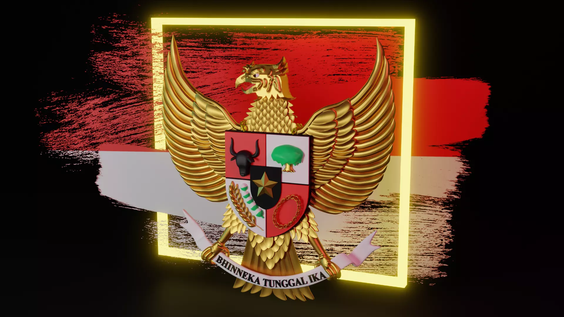 Garuda Pancasila Blender Lowpoly Isometric Low-poly 3D model_0