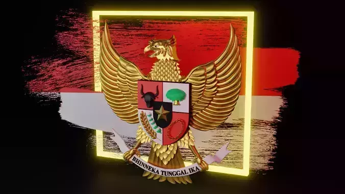 Garuda Pancasila Blender Lowpoly Isometric Low-poly 3D model