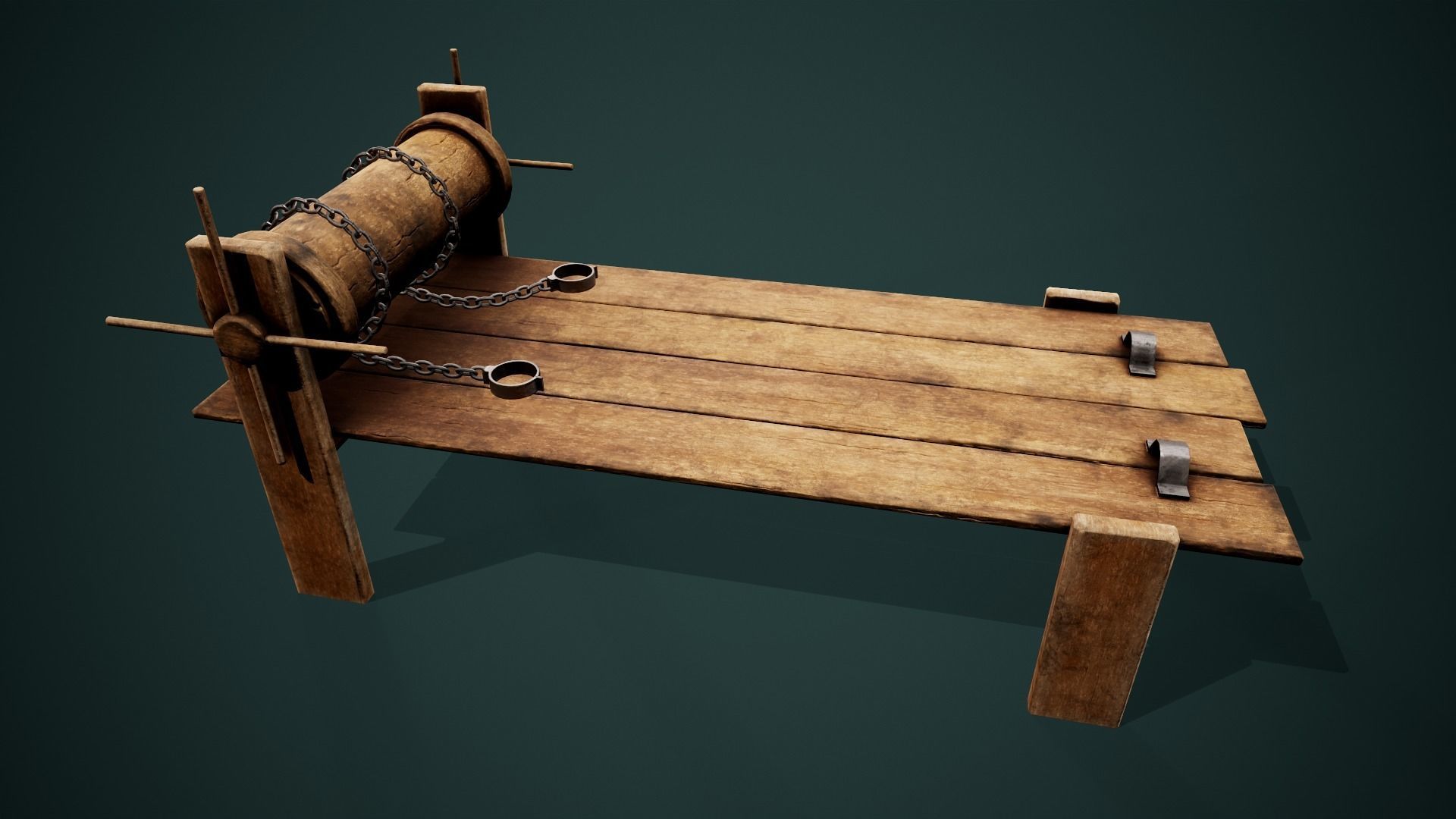 Medieval dungeon torture devices - Stocks - Rack PBR Low poly Low-poly 3D model_18