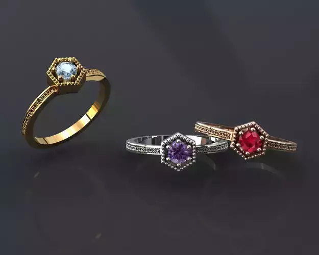 Gold Ring Colorful stone