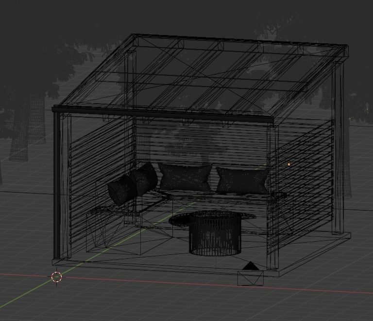 Outdoor seating scene Free 3D model_2