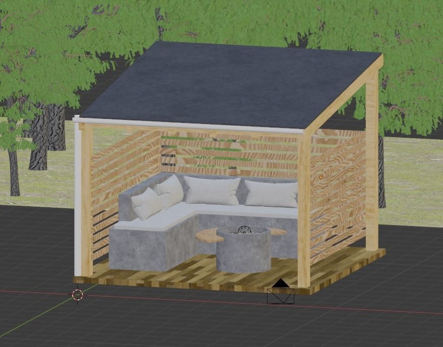 Outdoor seating scene Free 3D model_3