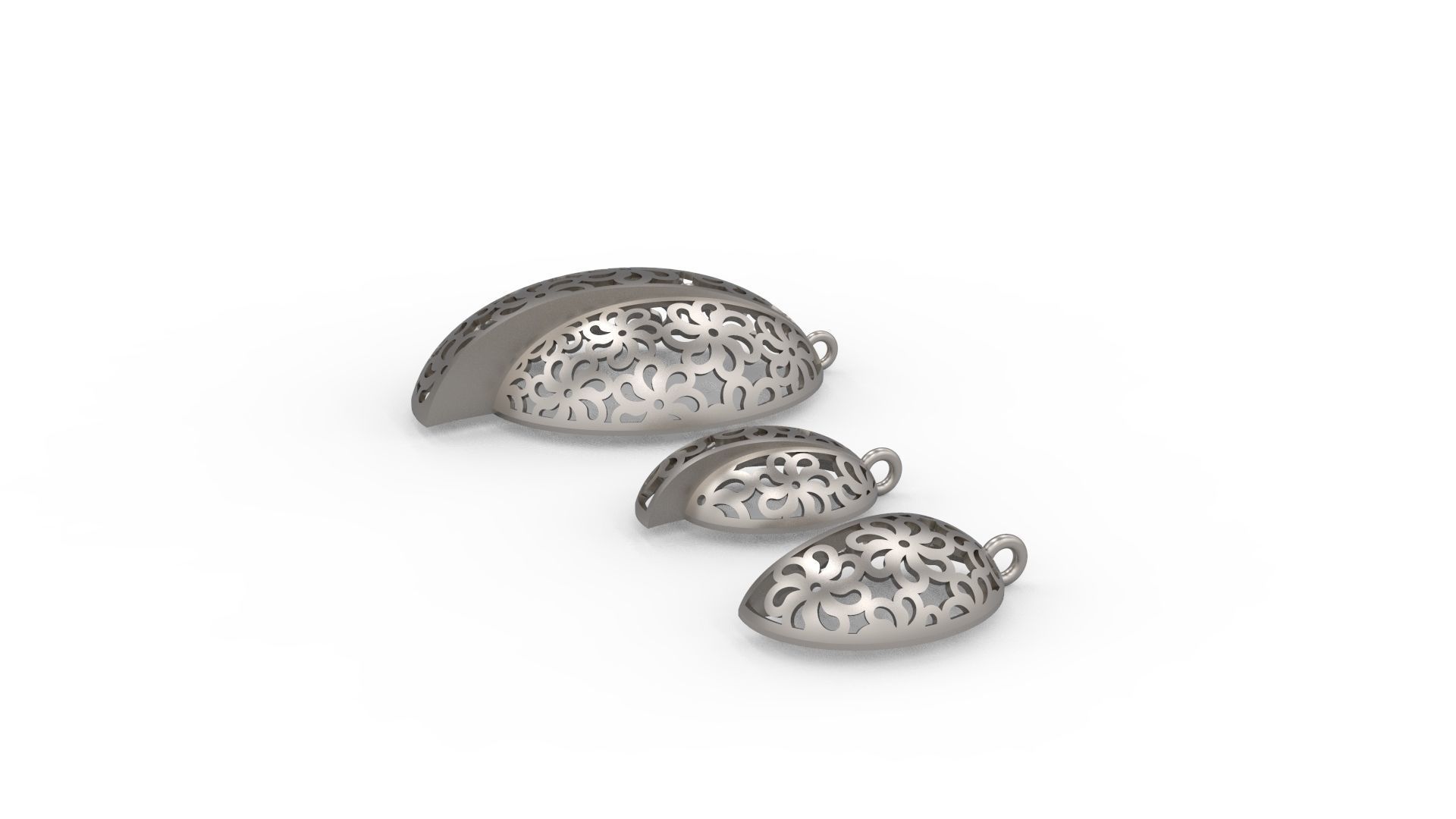 Ultra Vision Flower Leaf Earring and Pendant Set 3D print model_4