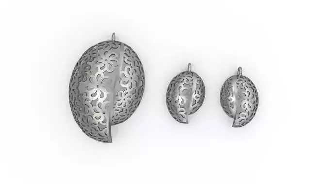 Ultra Vision Flower Leaf Earring and Pendant Set 3D print model