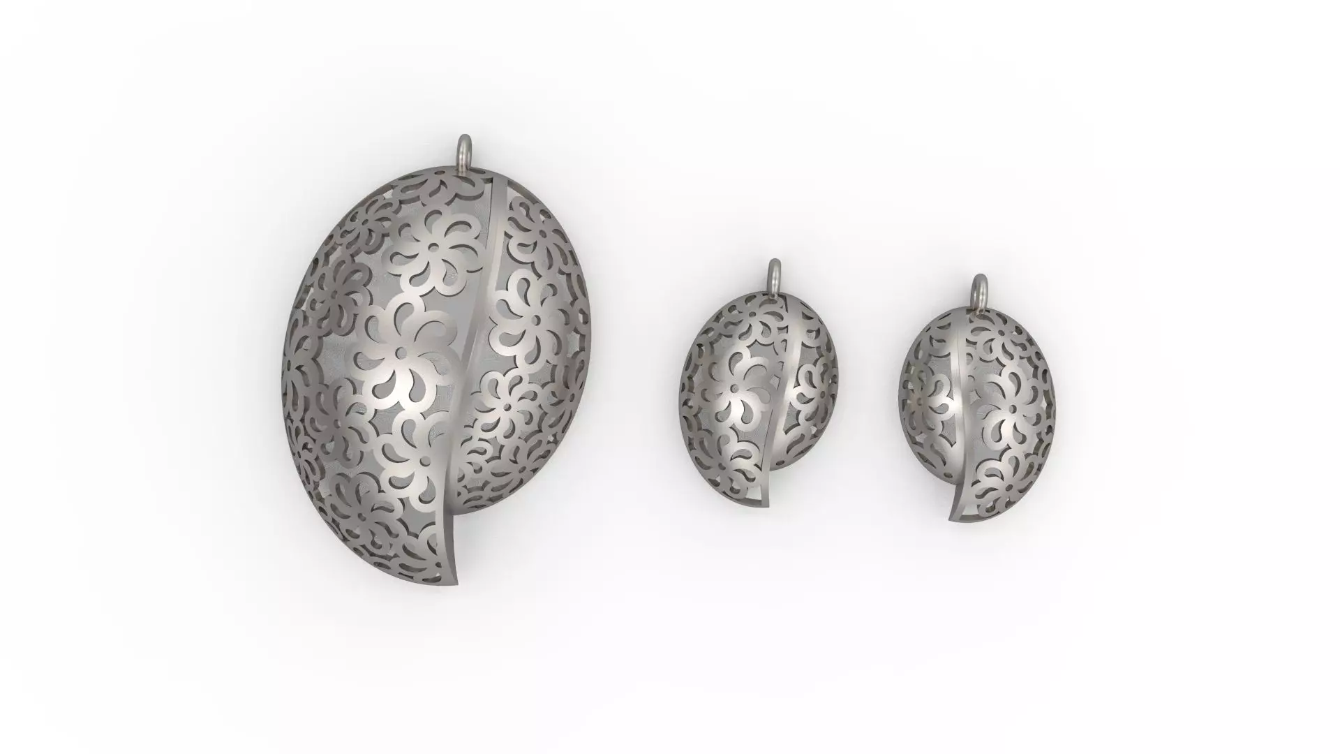 Ultra Vision Flower Leaf Earring and Pendant Set 3D print model_0