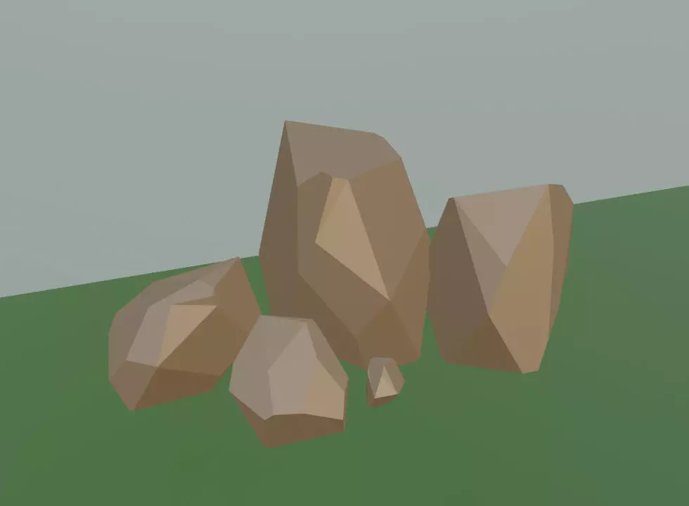 Simple Stones low-poly Low-poly 3D model_0