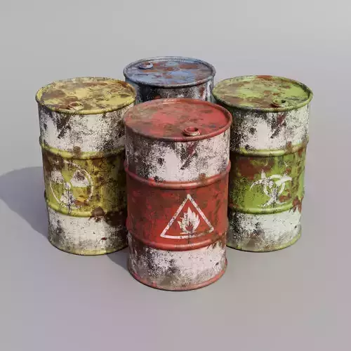 Metal barrels low poly collection 