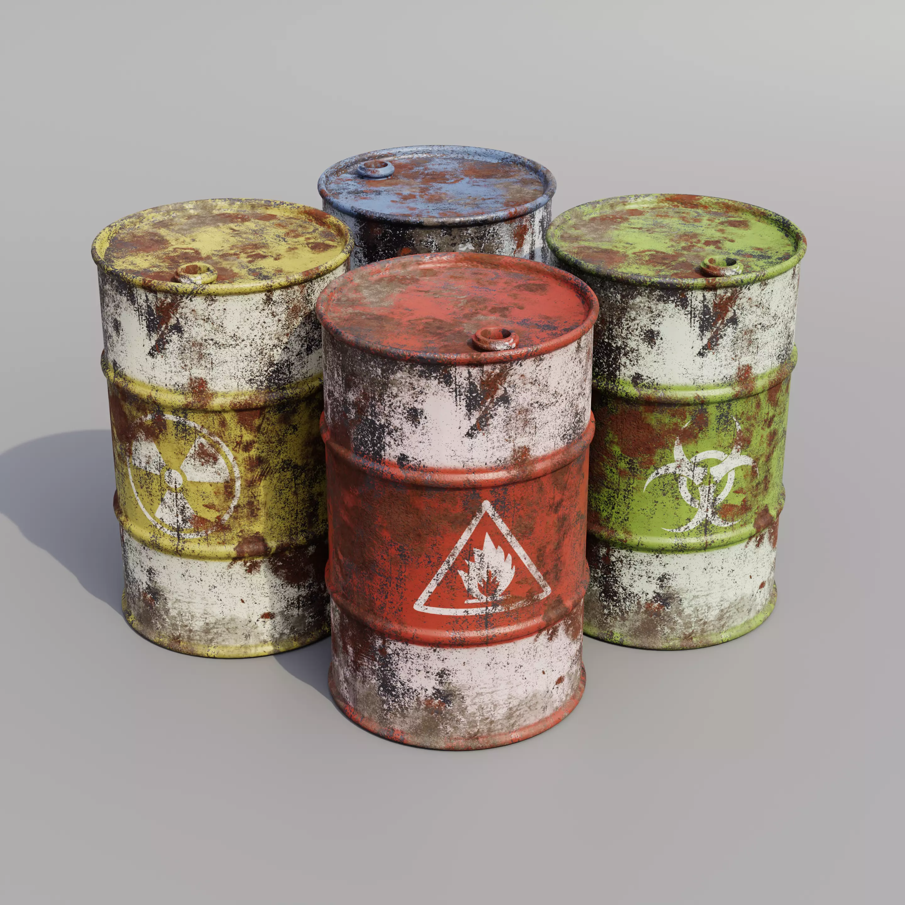 Metal barrels low poly collection  Low-poly 3D model_0