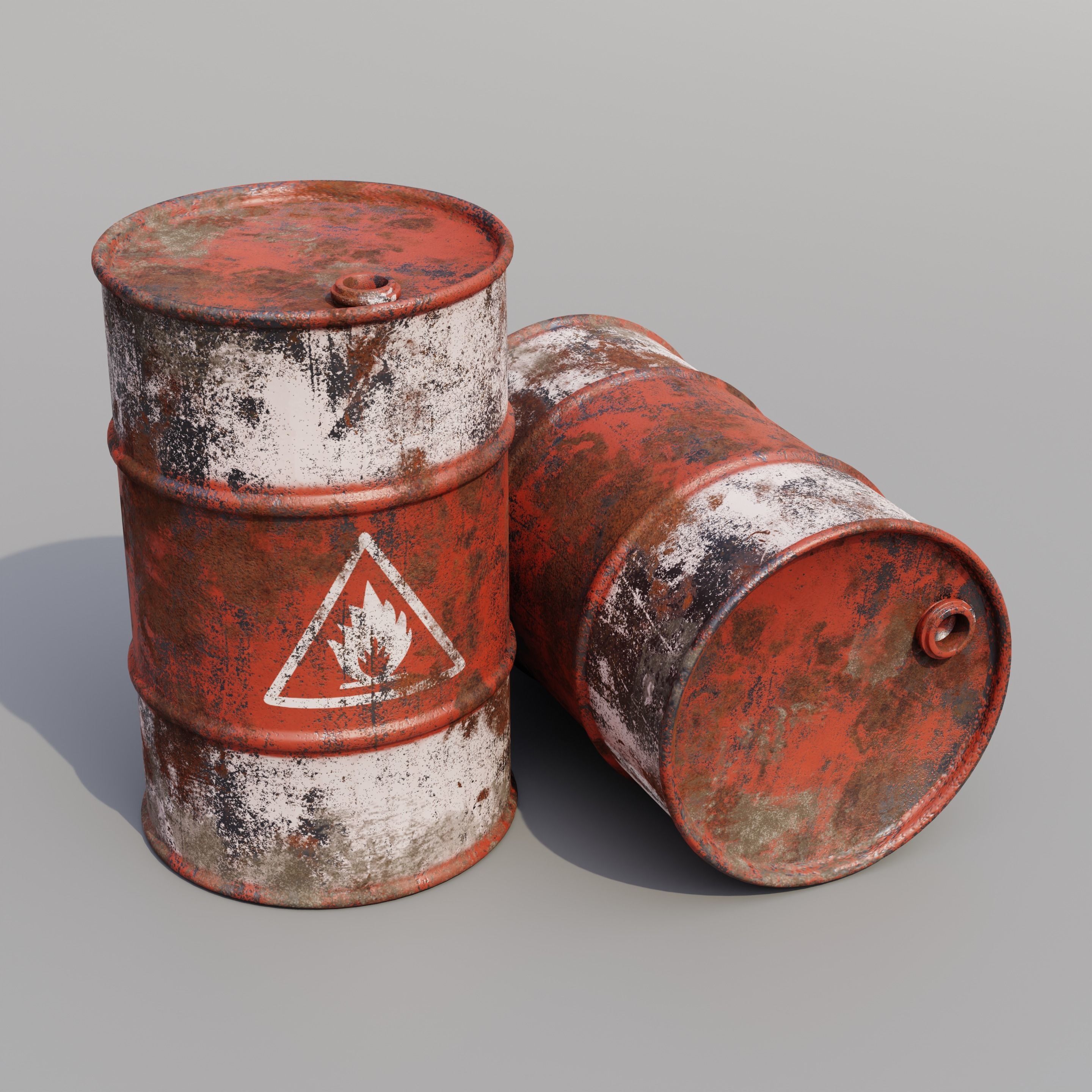 Metal barrels low poly collection  Low-poly 3D model_6