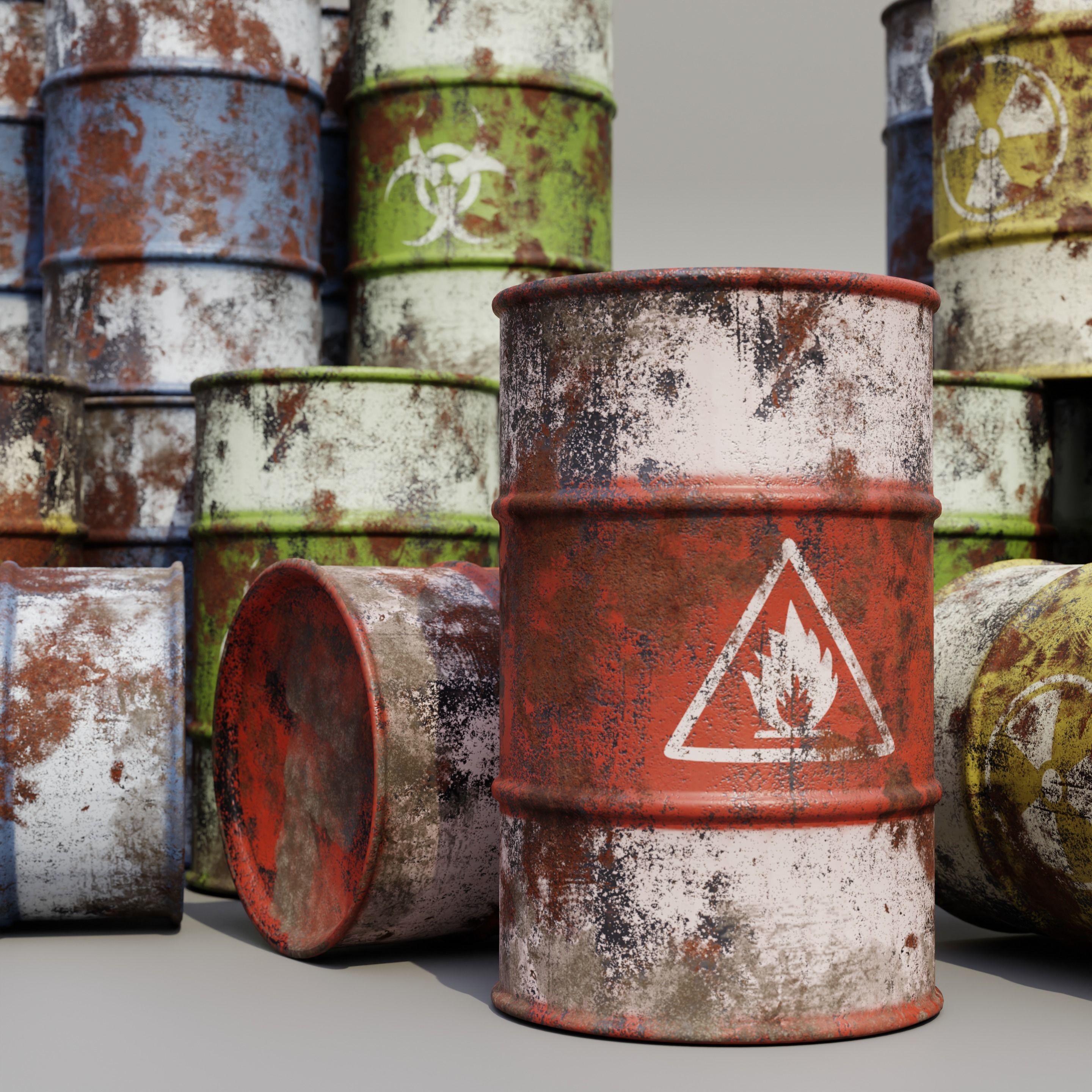 Metal barrels low poly collection  Low-poly 3D model_5