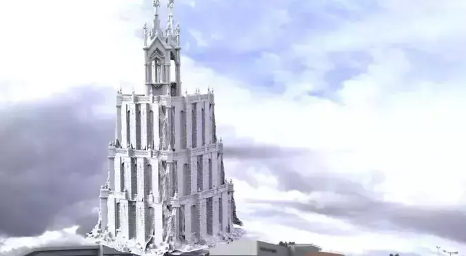 Gothic mausoleum Temple with tower