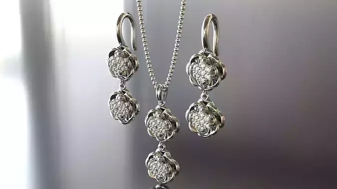 Professional model of  Flower Jewelery Set